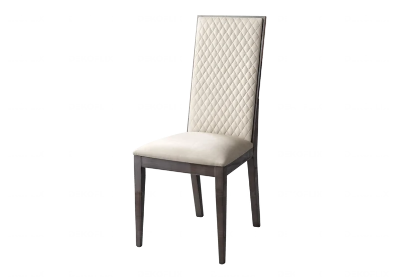 Chaise similicuir gris soie et chêne laqué design - Medea
