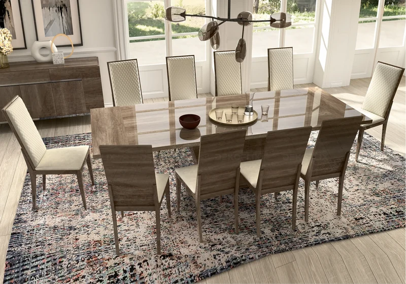 Table à manger extensible ou fixe chêne laqué - Medea