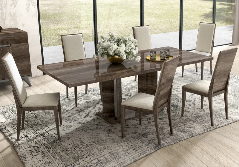Table à manger extensible ou fixe chêne laqué - Medea