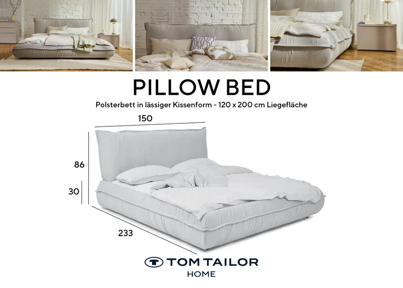 Tom Tailor PILLOW Bett mit Stauraum Boucléstoff