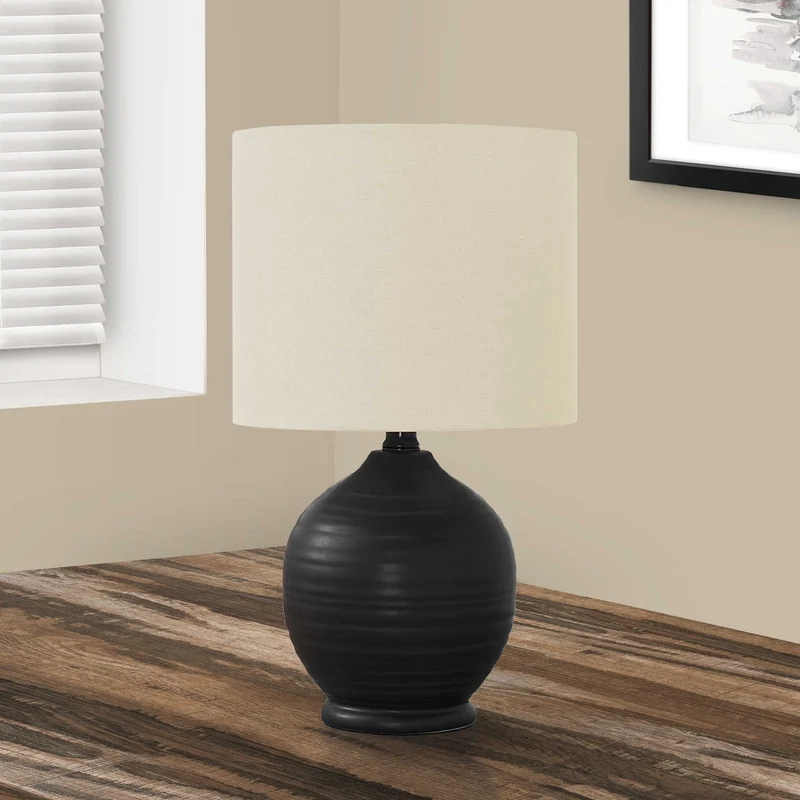 Lampe de table en céramique noire texturée 17 po - I 9739