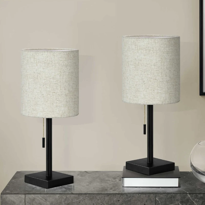 Ensemble de 2 lampes de table en métal avec port USB intégré 17 po - I 9649-9650