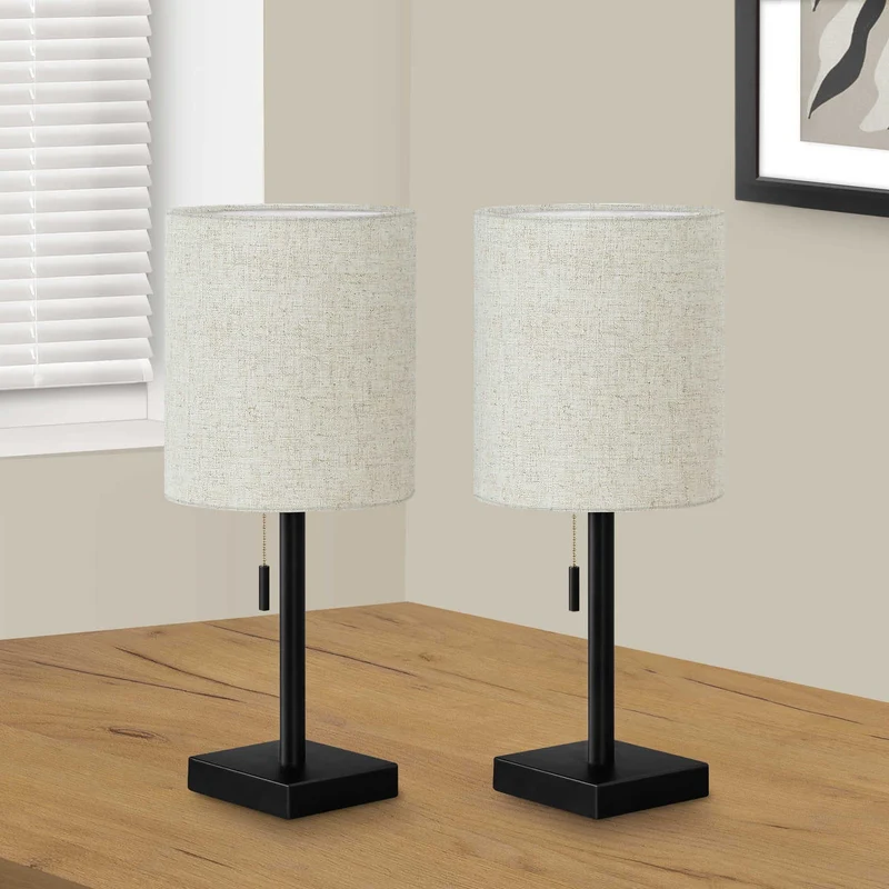 Ensemble de 2 lampes de table en métal avec port USB intégré 17 po - I 9649-9650