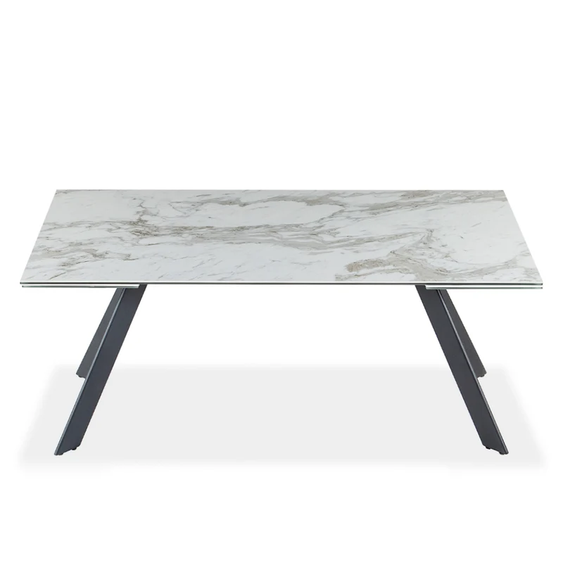 Table de salle à manger extensible en porcelaine/céramique et métal - Oliver