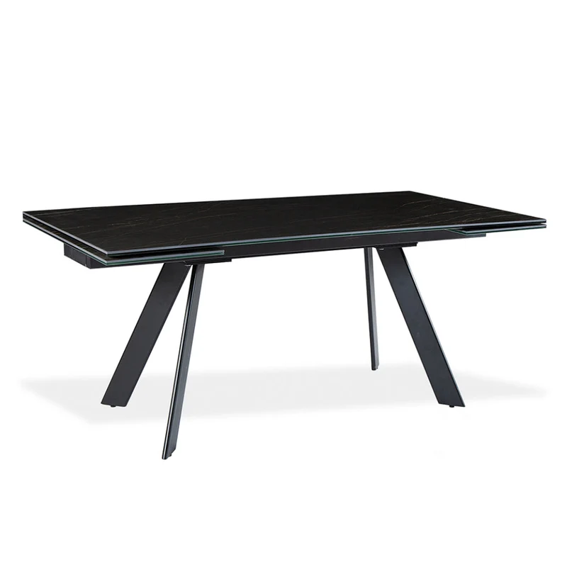 Table de salle à manger extensible en porcelaine/céramique et métal - Oliver