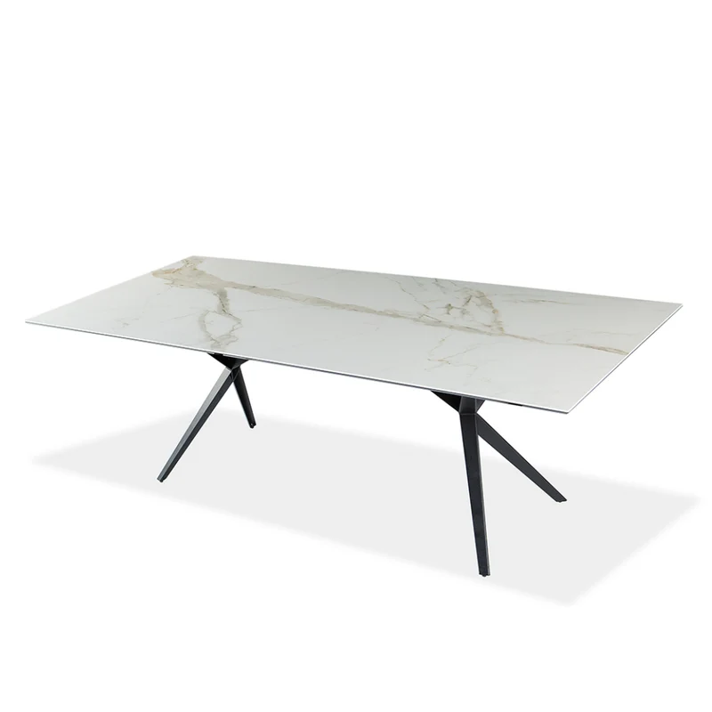 Table de salle à manger rectangulaire en céramique avec métal - Urby