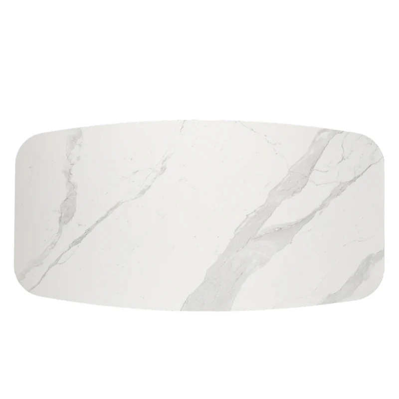Table de salle à manger rectangulaire avec contour arrondi en céramique et métal - Urby