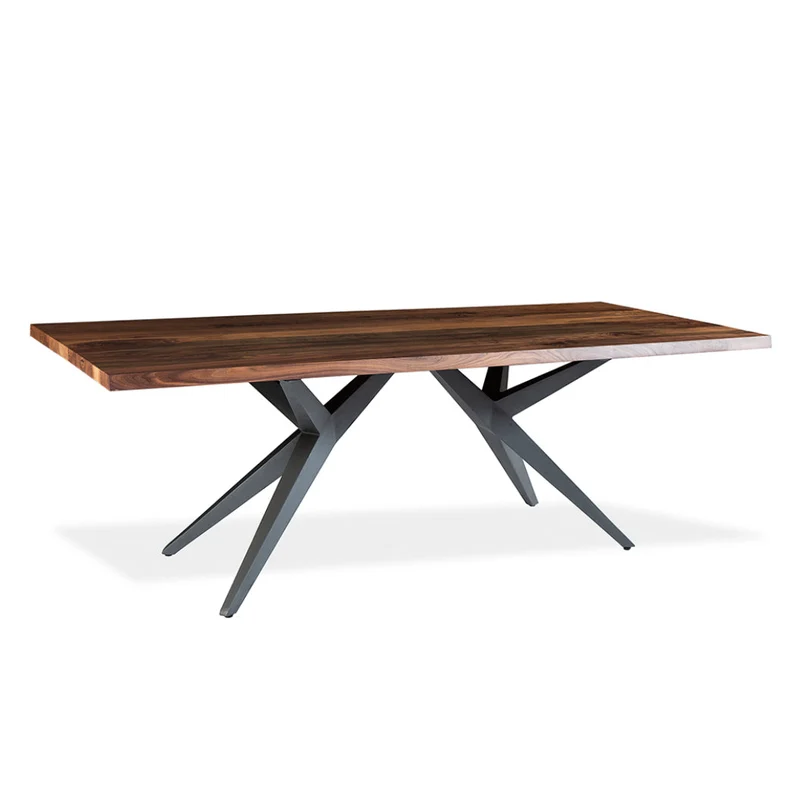 Table de salle à manger rectangulaire en bois noyer et métal - Jack