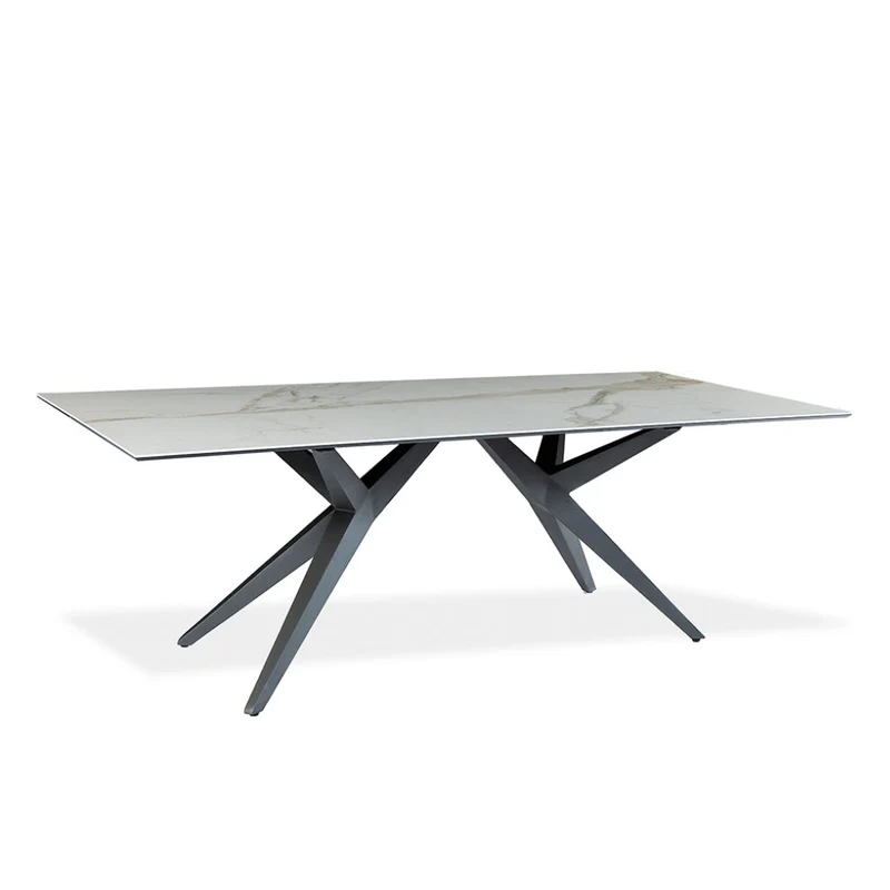 Table de salle à manger rectangulaire en céramique et métal - Jack