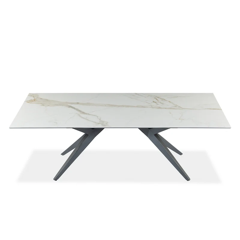 Table de salle à manger rectangulaire en céramique et métal - Jack