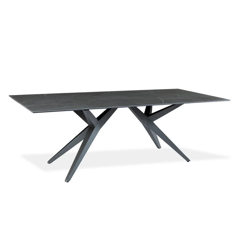 Table de salle à manger rectangulaire en céramique et métal - Jack