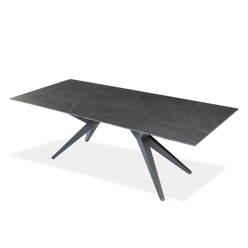 Table de salle à manger rectangulaire en céramique et métal - Jack