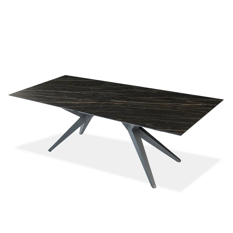 Table de salle à manger rectangulaire en céramique et métal - Jack