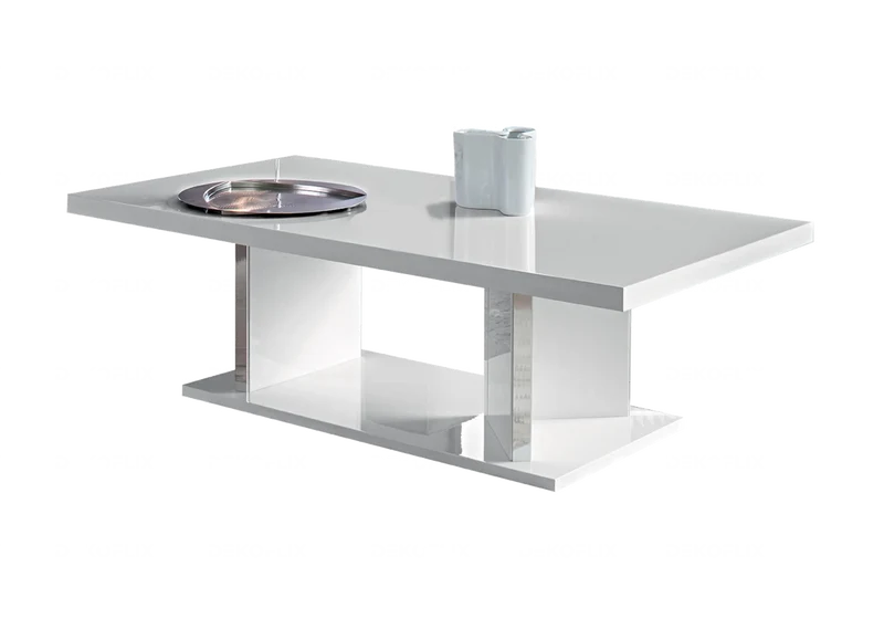 Table basse rectangulaire blanc laqué argentés - Lisa