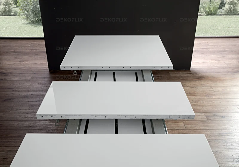 Table à manger extensible ou fixe blanc laqué - Lisa