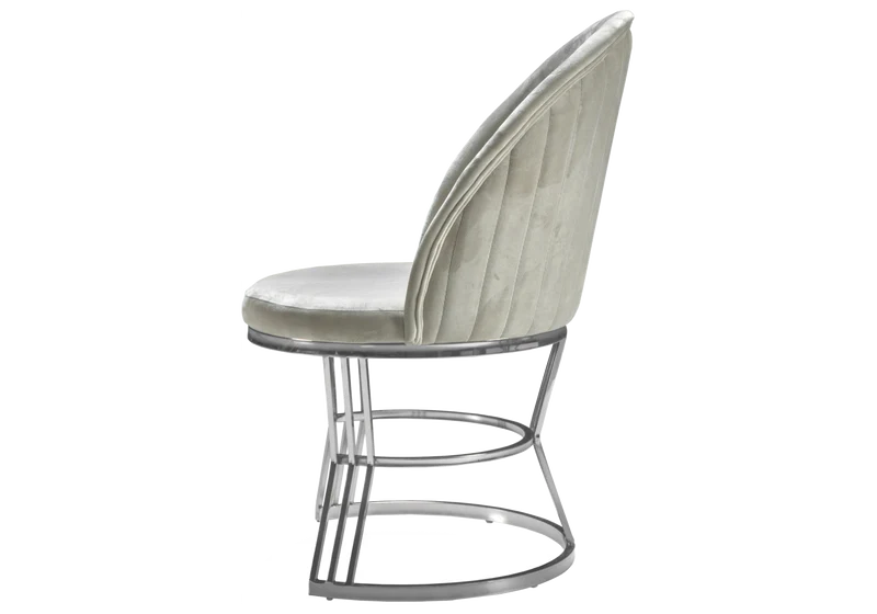 Fauteuils de table en velours beige plissé argenté - Caris x2