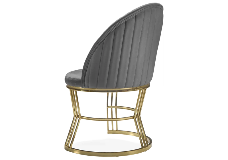 Fauteuils de table en velours gris plissé doré - Caris x2