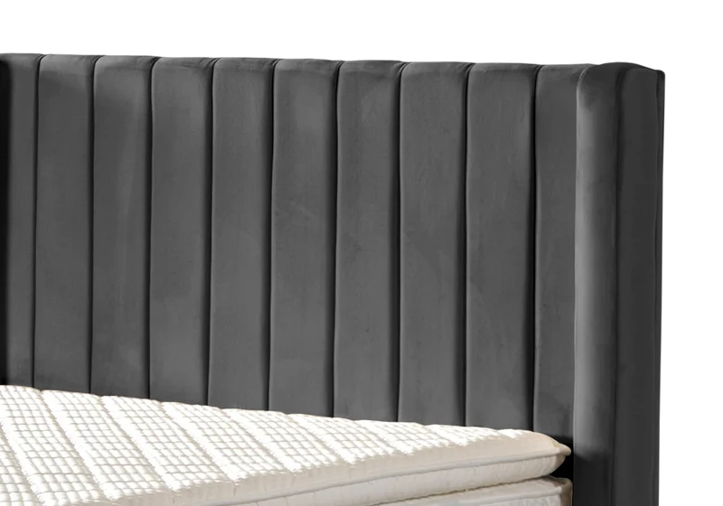Lit coffre complet 2 places velours gris – Tokyo