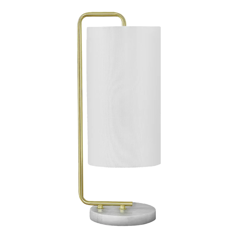 Lampe de table en marbre blanc et métal doré 20 po - I 9636