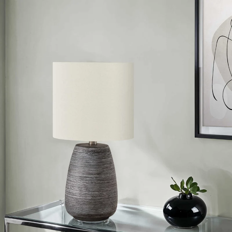 Lampe de table en céramique grise texturée 19 po - I 9633