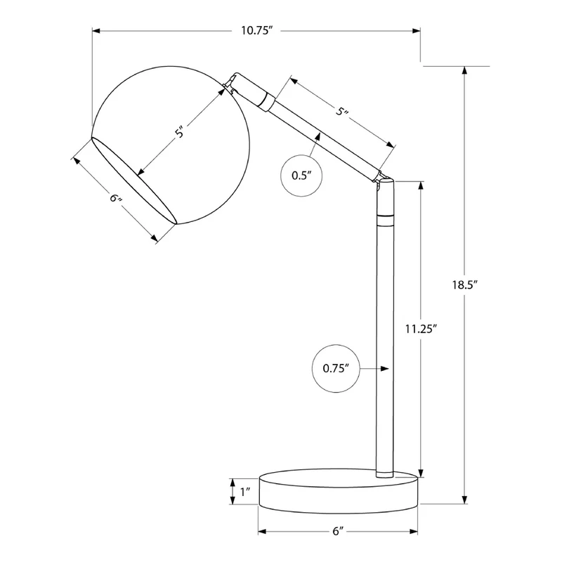 Lampe de table en métal doré avec support flexible 19 po - I 9644