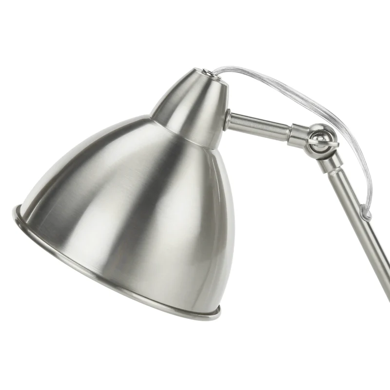 Lampe de table en métal nickel avec port USB intégré 17 po - I 9659