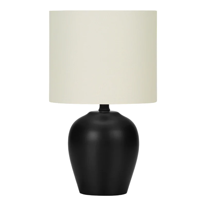 Lampe de table en céramique noire lisse 17 po - I 9738
