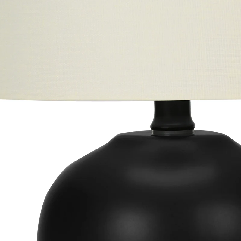 Lampe de table en céramique noire lisse 17 po - I 9738