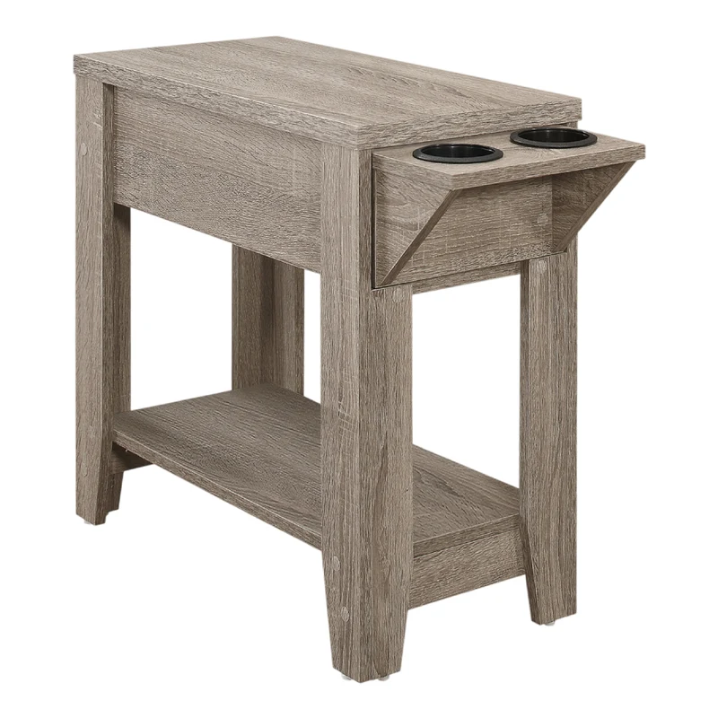 Table d'appoint en MDF/stratifié avec 1 tiroir et double porte-gobelet - I 3197-3198