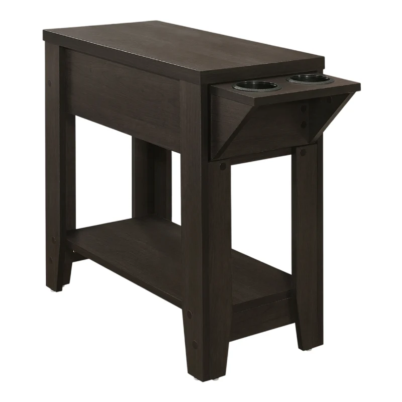 Table d'appoint en MDF/stratifié avec 1 tiroir et double porte-gobelet - I 3197-3198