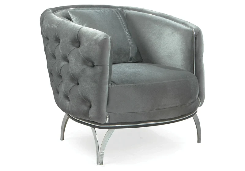 Canapé Turc Angle Capitonné Velours Gris Doré Chesterfield – PARIS