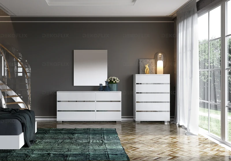 Miroir de chambre rectangle blanc laqué design - Dream