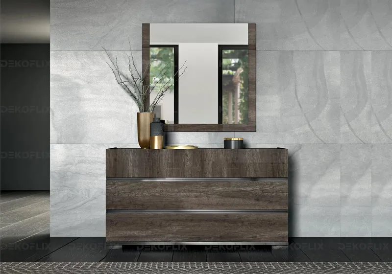 Miroir mural rectangulaire 100 cm chêne naturel - Dea