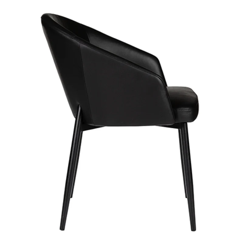 Chaise de salle à manger rembourrée en cuir avec accoudoirs - Emma