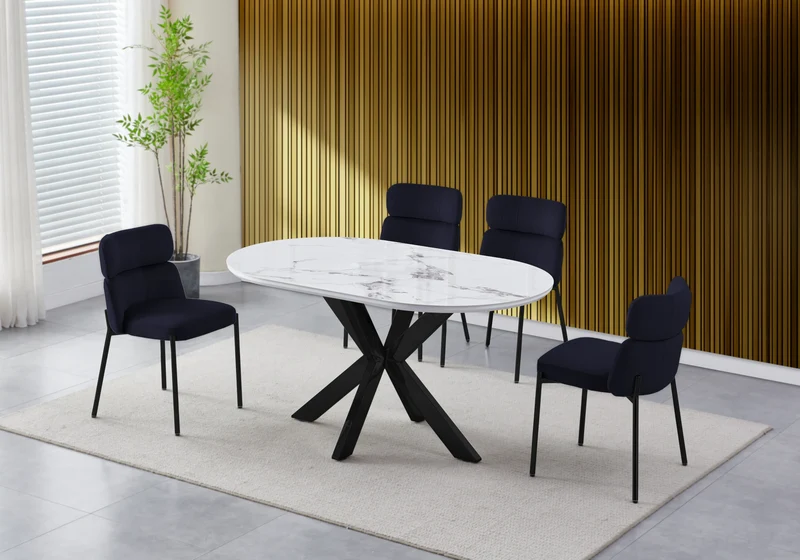 Chaises velours noir pieds noirs - Nora x4