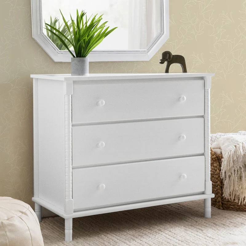 Commode 3 Tiroirs Jenny Lind Spindle - Blanc