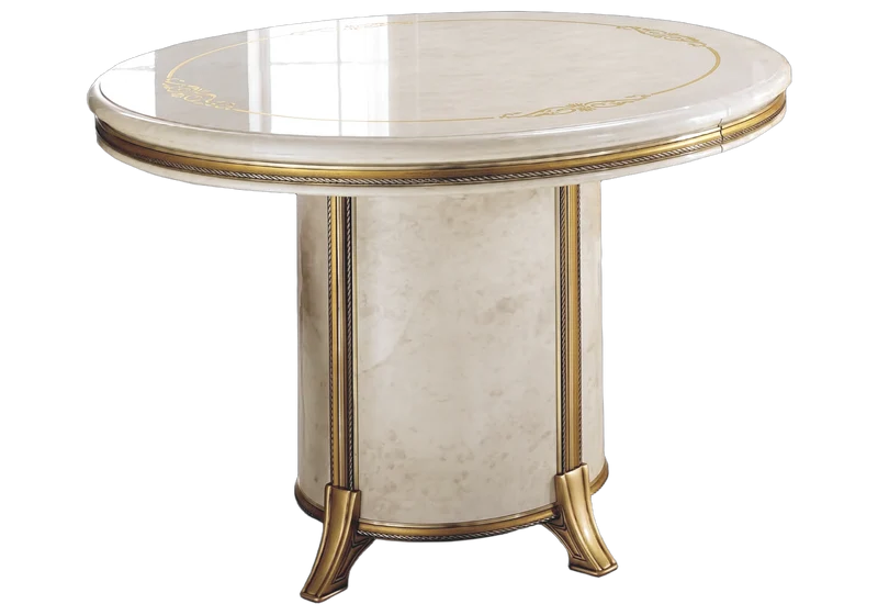 Table à manger ronde extensible 118-158 marbre ivoire et or - Melodia