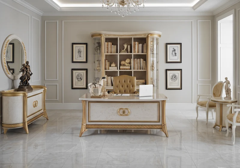 Ensemble bureau de direction classique beige et or - Melodia