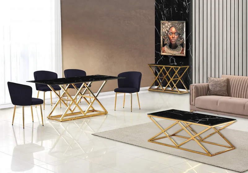 Chaise de salle à manger design en velours noir - Diva x4