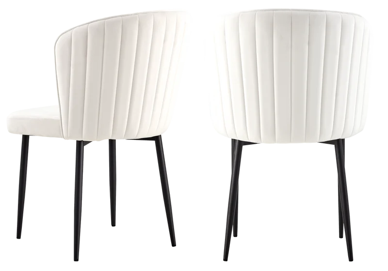 Chaise de salle à manger design en velours écru - Diva x4