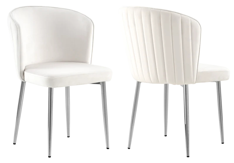 Chaise de salle à manger design en velours écru - Diva x4
