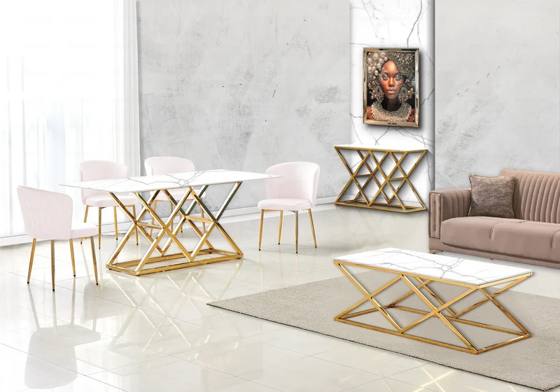 Chaise de salle à manger design en velours rose - Diva x4