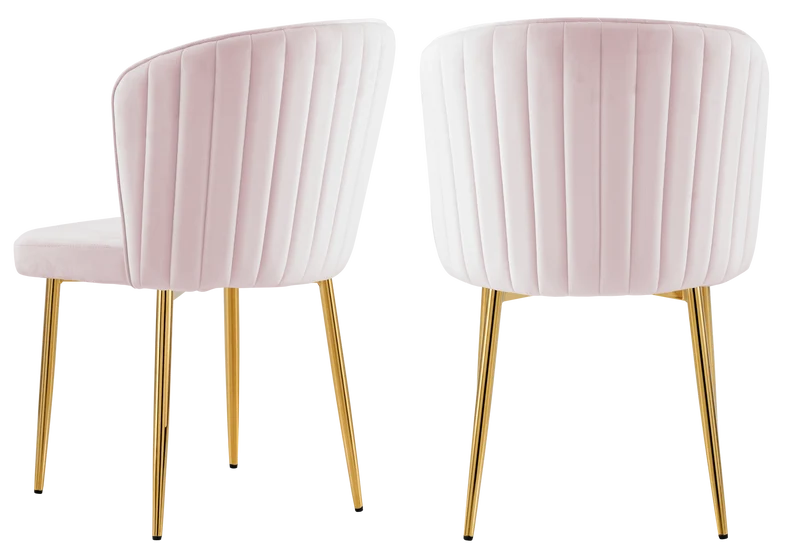 Chaise de salle à manger design en velours rose - Diva x4