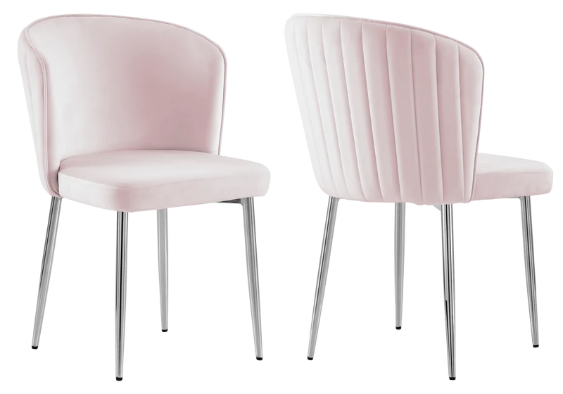 Chaise de salle à manger design en velours rose - Diva x4