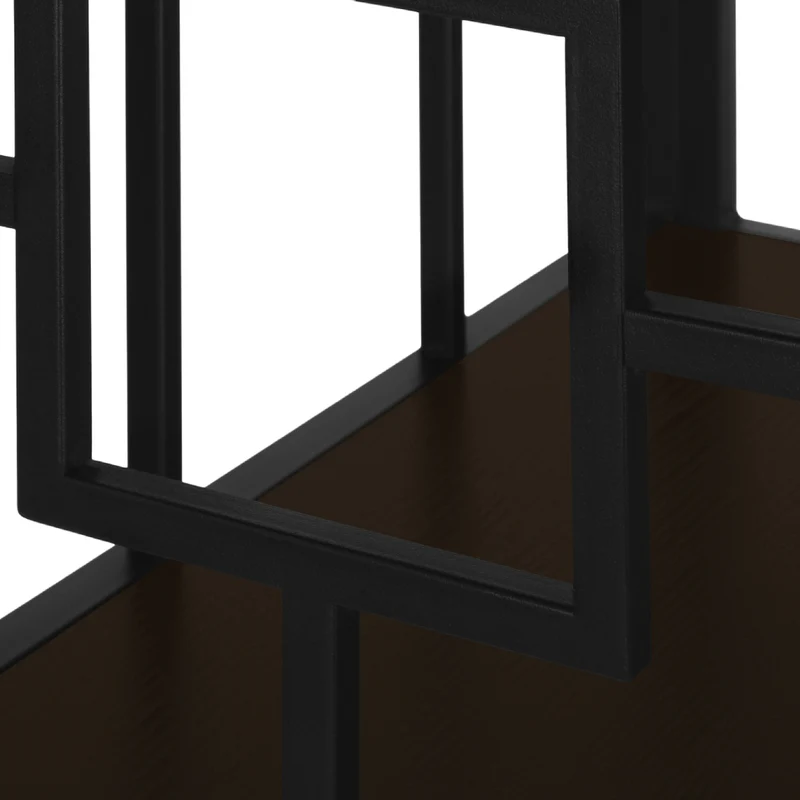Bibliothèque en métal noir avec 4 tablettes en MDF/stratifié espresso - I 3617