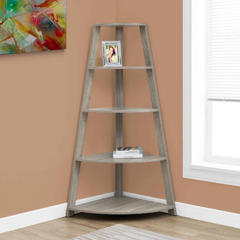 Étagère de coin en MDF/stratifié avec 4 tablettes - I 2424-2425