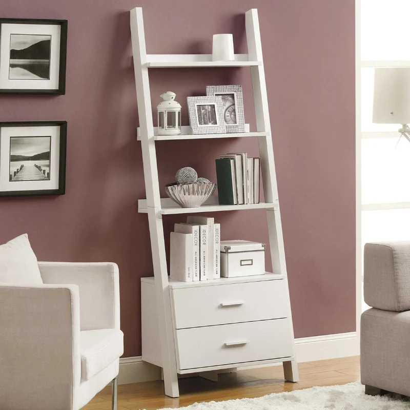Étagère à échelle en MDF/stratifié avec 4 tablettes et 2 tiroirs - I 2562-2756-2542