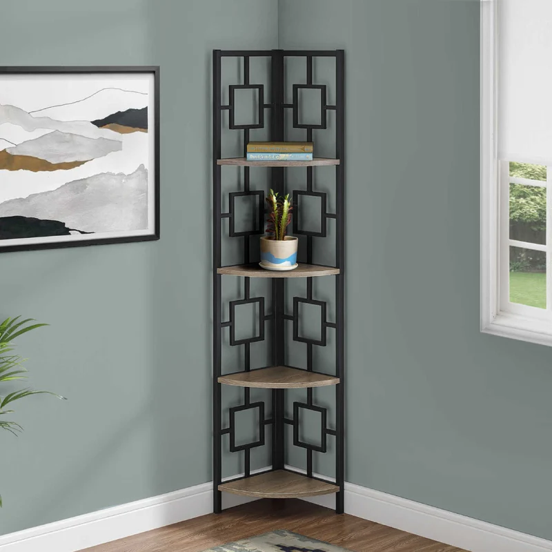 Étagère de coin en métal avec 4 tablettes en MDF/stratifié - I 3610-3611-3612-3613