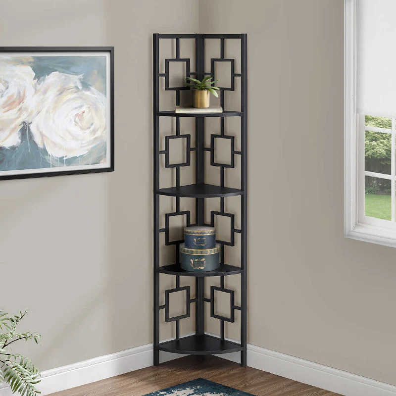 Étagère de coin en métal avec 4 tablettes en MDF/stratifié - I 3610-3611-3612-3613
