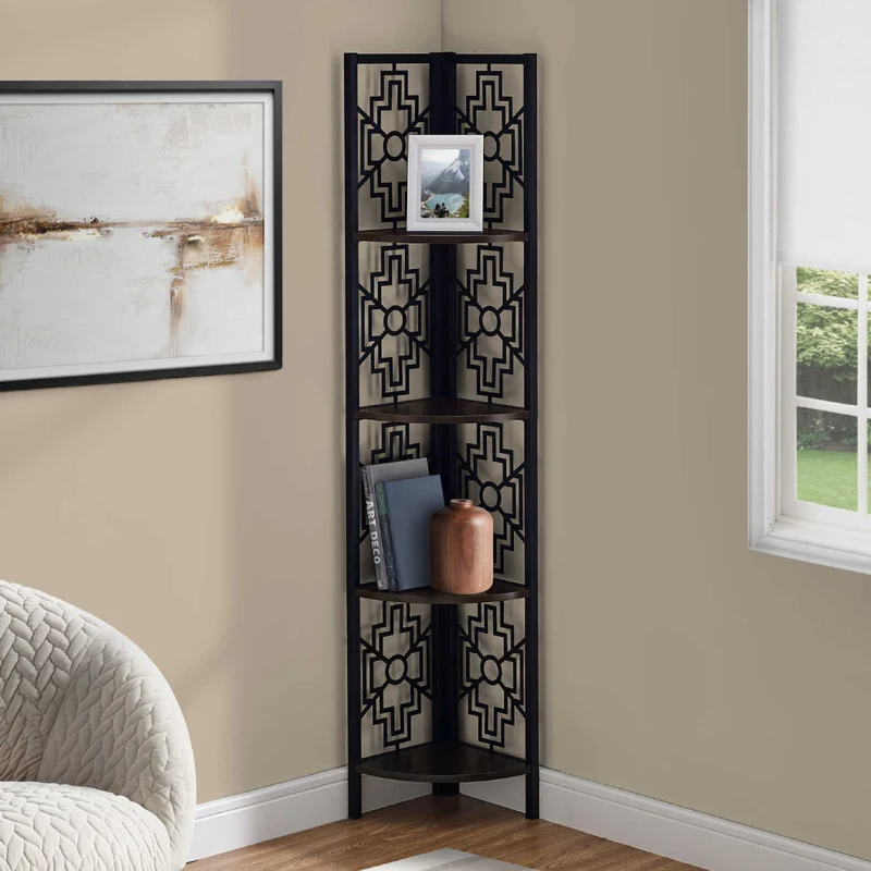 Étagère de coin en métal avec 4 tablettes en MDF/stratifié - I 3621-3622-3623